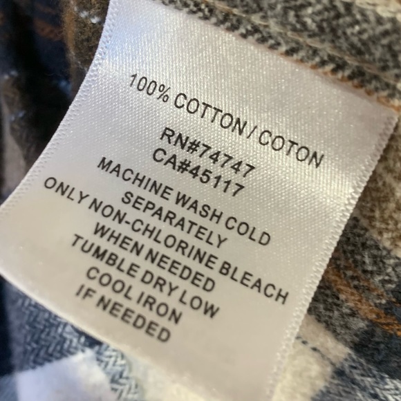 MEN'S RED HEAD FLANNEL BUTTON DOWN SHIRT. SIZE 3XL. BLUE AND TAN. 100% COTTON. - Picture 9 of 9